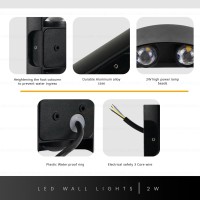 Modern Led Wall Sconce Indoor Black Interior Wall Lights Led Wall Lamp Up And Down Wall Mount Light For Living Room Bedroom Hallway Corridor Cool White (Rated, 2T Light)