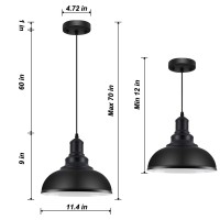 Loehinle Pendant Lighting Vintage Industrial Fixtures Black Metal Farmhouse Lights Ceiling Lamp For Kitchen Home Island Dining