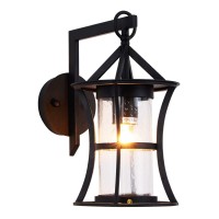 Delicavy Small Outdoor Wall Light Fixture Modern Exterior Wall Lanterns Waterproof Ip65, Black Finish With Seeded Glass Outdoor Wall Sconce For Outside Garage Driveway Patio Porch Lighting, Black