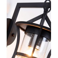 Delicavy Small Outdoor Wall Light Fixture Modern Exterior Wall Lanterns Waterproof Ip65, Black Finish With Seeded Glass Outdoor Wall Sconce For Outside Garage Driveway Patio Porch Lighting, Black