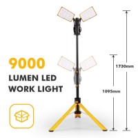 Lutec ?Upgraded? 6290Pro 9000 Lumen 90 Watt Dual-Head Led Work Light With Telescoping Tripod, Work Light With Stand Rotating Waterproof Lamps And 8 Ft 3-Prong Power Cord