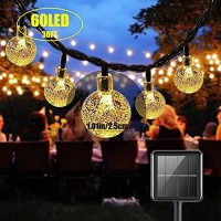 Upon Solar String Lights, 60 Led Outdoor Garden Solar Lights Crystal Ball Decorative Lights 36Ft Waterproof Indoor Outdoor Fairy Lights For Garden, Patio, Yard, Christmas [Warm White]