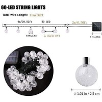 Upon Solar String Lights, 60 Led Outdoor Garden Solar Lights Crystal Ball Decorative Lights 36Ft Waterproof Indoor Outdoor Fairy Lights For Garden, Patio, Yard, Christmas [Warm White]