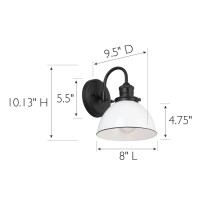 Design House 588293 Savannah Farmhouse 1-Light Indoor Dimmable Wall Light White Metal Shade For Hallway Foyer Kitchen, Matte Black