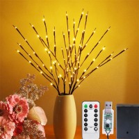 4 Pack Branch Lights With Timer Usb Battery Powered 295 Inches 80 Led Willow Tree Twig 8 Mode Remote Branch Lights For Home