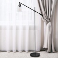 Elegant Designs Pivot Arm Floor Lamp With Glass Shade