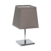 Simple Designs Lt2062-Gry Mini Chrome Squared Empire Fabric Shade Table Lamp, Gray