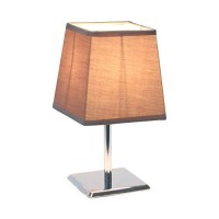 Simple Designs Lt2062-Gry Mini Chrome Squared Empire Fabric Shade Table Lamp, Gray