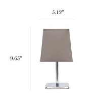 Simple Designs Lt2062-Gry Mini Chrome Squared Empire Fabric Shade Table Lamp, Gray