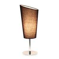 Simple Designs Lt2061-Blk Mini Chrome Angled Fabric Shade Table Lamp, Black