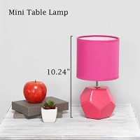 Simple Designs Lt2065-Pnk Round Prism Mini Table Lamp With Matching Fabric Shade, Pink