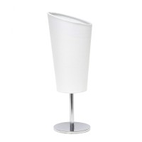 Simple Designs Lt2061-Wht Mini Chrome Angled Fabric Shade Table Lamp, White