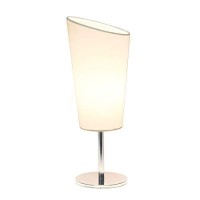 Simple Designs Lt2061-Wht Mini Chrome Angled Fabric Shade Table Lamp, White