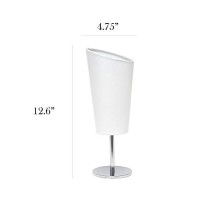 Simple Designs Lt2061-Wht Mini Chrome Angled Fabric Shade Table Lamp, White