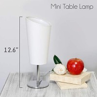 Simple Designs Lt2061-Wht Mini Chrome Angled Fabric Shade Table Lamp, White