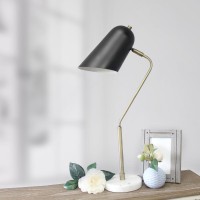 Elegant Designs Antique Brass And Marble Base Arched Desk Lamp