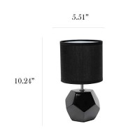 Simple Designs Lt2065-Blk Round Prism Mini Table Lamp With Matching Fabric Shade, Black