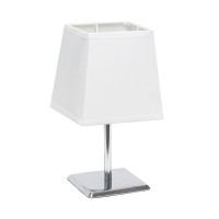 Simple Designs Lt2062-Wht Mini Chrome Table Lamp With Squared Empire Fabric Shade, White