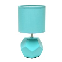 Simple Designs Lt2065-Blu Round Prism Mini Table Lamp With Matching Fabric Shade, Blue