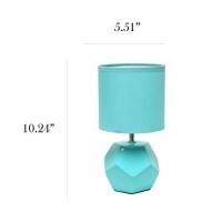 Simple Designs Lt2065-Blu Round Prism Mini Table Lamp With Matching Fabric Shade, Blue