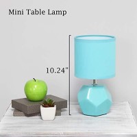 Simple Designs Lt2065-Blu Round Prism Mini Table Lamp With Matching Fabric Shade, Blue