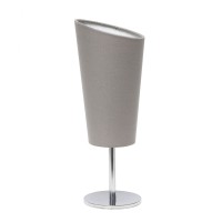 Simple Designs Lt2061-Gry Mini Chrome Angled Fabric Shade Table Lamp, Gray