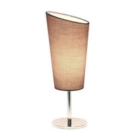 Simple Designs Lt2061-Gry Mini Chrome Angled Fabric Shade Table Lamp, Gray