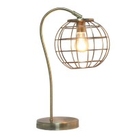 Elegant Designs Caged In Metal Table Lamp, Antique Brass