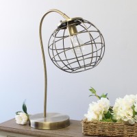 Elegant Designs Caged In Metal Table Lamp, Antique Brass