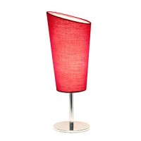 Simple Designs Lt2061-Pnk Mini Chrome Angled Fabric Shade Table Lamp, Pink