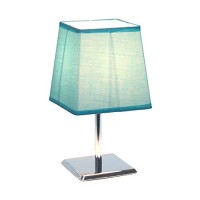 Simple Designs Lt2062-Blu Mini Chrome Squared Empire Fabric Shade Table Lamp, Blue