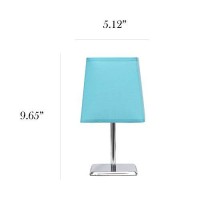 Simple Designs Lt2062-Blu Mini Chrome Squared Empire Fabric Shade Table Lamp, Blue