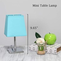 Simple Designs Lt2062-Blu Mini Chrome Squared Empire Fabric Shade Table Lamp, Blue