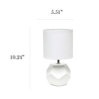 Simple Designs Lt2065-Wht Round Prism Mini Table Lamp With Matching Fabric Shade, White