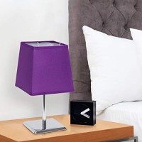 Simple Designs Lt2062-Prp Mini Chrome Squared Empire Fabric Shade Table Lamp, Purple