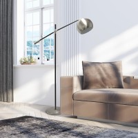 Elegant Designs Matte Black Pivot Arm Floor Lamp Brushed Nickel