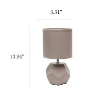 Simple Designs Lt2065-Gry Round Prism Mini Table Lamp With Matching Fabric Shade, Gray