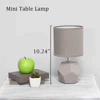 Simple Designs Lt2065-Gry Round Prism Mini Table Lamp With Matching Fabric Shade, Gray