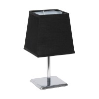 Simple Designs Lt2062-Blk Mini Chrome Table Lamp With Squared Empire Fabric Shade, Black