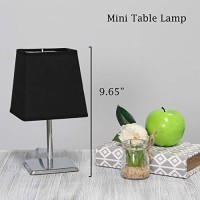 Simple Designs Lt2062-Blk Mini Chrome Table Lamp With Squared Empire Fabric Shade, Black