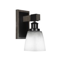 Tacoma 1 Light Wall Sconce In Matte Black Painted Distressed Woodlook Metal With 45 Square White Muslin Glass