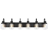 Yaohong Industrial Wall Sconce 3Lights Modern Vanitybathroom Lamp In Black With Clear Glass Shades Wall Mount Light Fixtures F