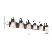 Yaohong Industrial Wall Sconce 3Lights Modern Vanitybathroom Lamp In Black With Clear Glass Shades Wall Mount Light Fixtures F