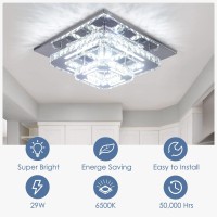 Cxgleaming Modern Led Chandelier Crystal Ceiling Light Fixture Square Mini Pendant Lamp Flush Mount Ceiling Light For Bedroom Ha