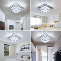 Cxgleaming Modern Led Chandelier Crystal Ceiling Light Fixture Square Mini Pendant Lamp Flush Mount Ceiling Light For Bedroom Ha