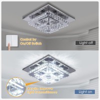 Cxgleaming Modern Led Chandelier Crystal Ceiling Light Fixture Square Mini Pendant Lamp Flush Mount Ceiling Light For Bedroom Ha