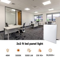 Faithsail 2X2 Ft Led Panel Light, 48W 5000Lm Troffer Drop Ceiling Lights, 5000K Flat Backlit Fixture For Office, 120V Efficient Led Ceiling Panel For Retail Locations, 2 Pack