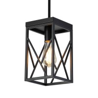 Modern Black Pendant Light With Metal Cage Onelight Adjustable Rods Industrial Mini Pendant Lighting Fixture For Kitchen Islan