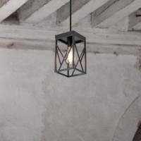 Modern Black Pendant Light With Metal Cage Onelight Adjustable Rods Industrial Mini Pendant Lighting Fixture For Kitchen Islan