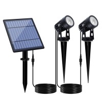 Aponuo Solar Spotlights Outdoor Solar Powered Landscape Lights Low Voltage Ip65 Waterproof 16.4Ft Cable Auto On/Off Dusk To Dawn Solar Uplights For Outdoor Garden Yard Cool White(2-In-1)